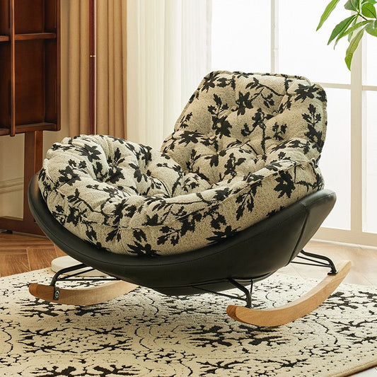 Rocking Floral Comfort Chair - Modern Armless Rocker with Plush Cushions