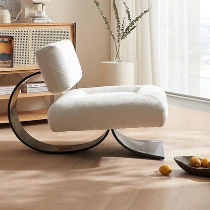 Modern Mid-Century Lounge Chair with Ottoman - Plush Textile and Sleek Metal Frame