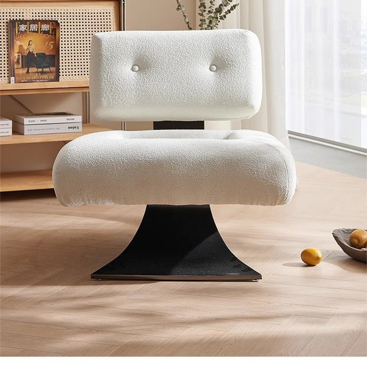 Modern Mid-Century Lounge Chair with Ottoman - Plush Textile and Sleek Metal Frame