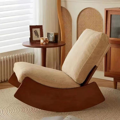 Rocking Corduroy Recliners- Modern Minimalist Rocker with Wooden Frame