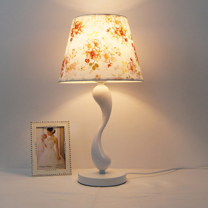 Vintage Table Lamp with Floral Shade and Crystal Base - A Touch of Romantic Elegance