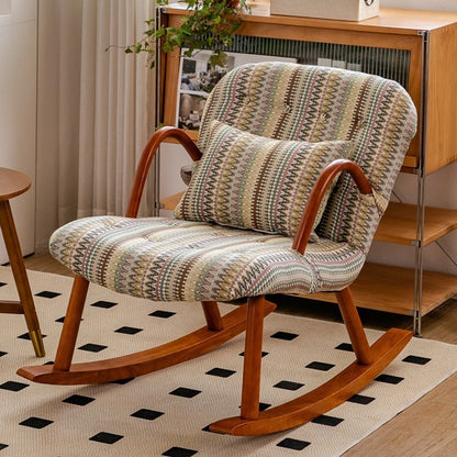 Rocking Recliners with Ottoman - Cozy Textile Chair with Wooden Frame