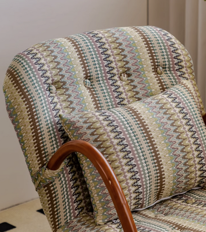 Rocking Recliners with Ottoman - Cozy Textile Chair with Wooden Frame