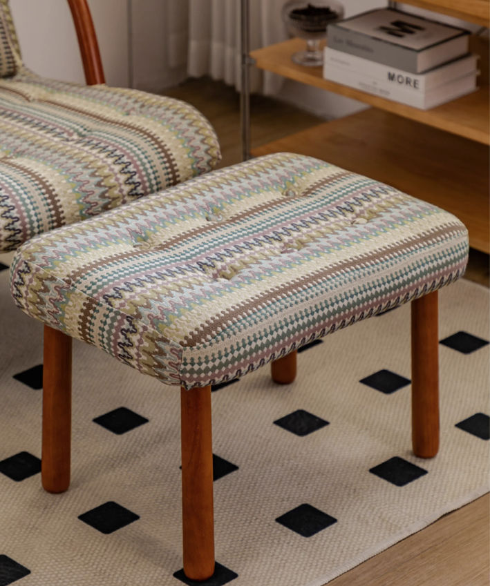 Rocking Recliners with Ottoman - Cozy Textile Chair with Wooden Frame