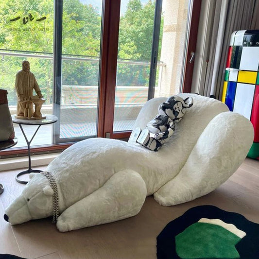 Polar Bear Plush Lounge Chair - Unique and Fun Furniture for Kids and Adults