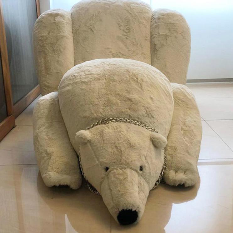 Polar Bear Plush Lounge Chair - Unique and Fun Furniture for Kids and Adults