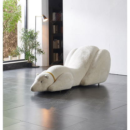 Polar Bear Plush Lounge Chair - Unique and Fun Furniture for Kids and Adults