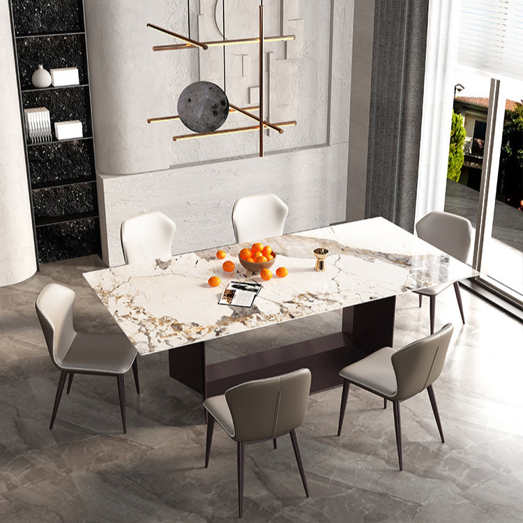 Minimalist Rectangular Ceramic Stone Dining Table - Simple Home