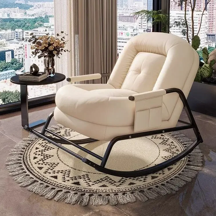 Rocking Corduroy Comfort Chair with Armrests - Modern Rocker with Plush Cushions