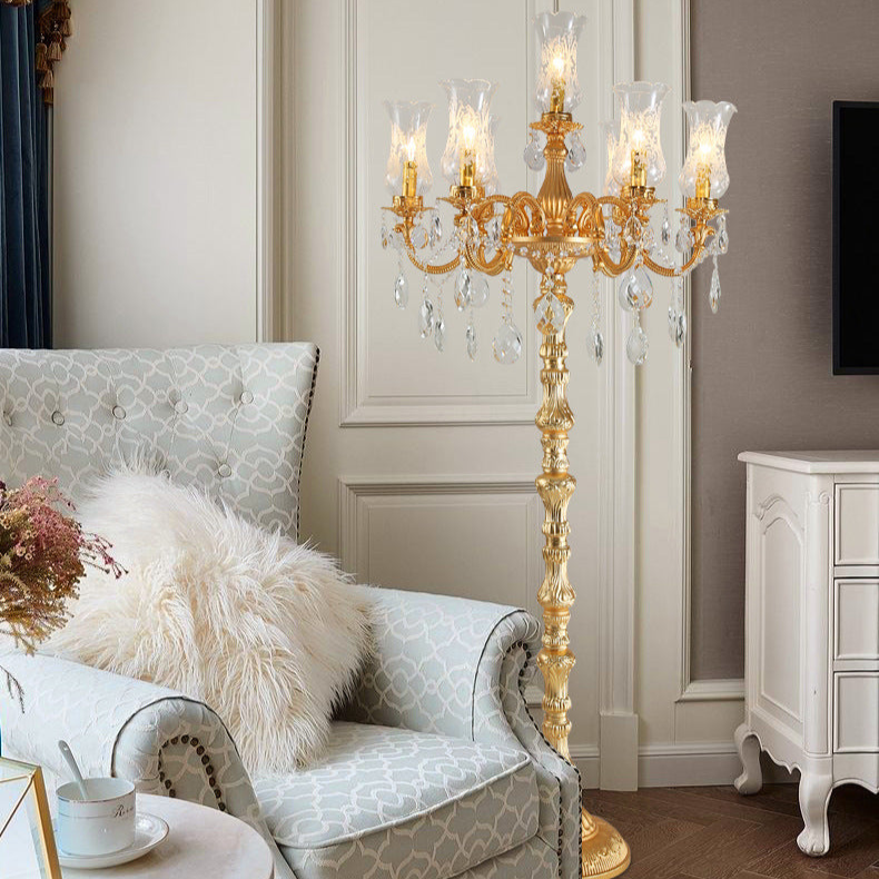 Opulent Crystal Chandelier Floor Lamp - A Touch of Regal Elegance