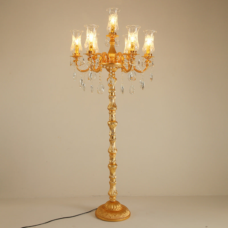 Opulent Crystal Chandelier Floor Lamp - A Touch of Regal Elegance