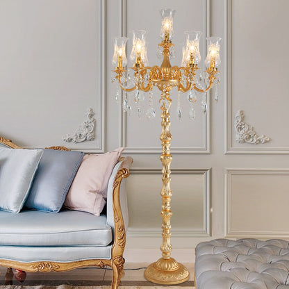 Opulent Crystal Chandelier Floor Lamp - A Touch of Regal Elegance