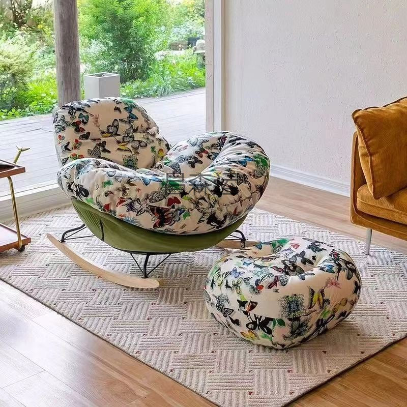 Rocking Butterfly Recliners with Ottoman - Whimsical and Comfortable Seating