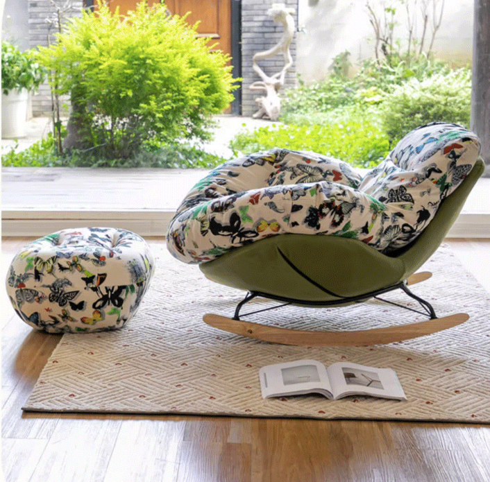 Rocking Butterfly Recliners with Ottoman - Whimsical and Comfortable Seating