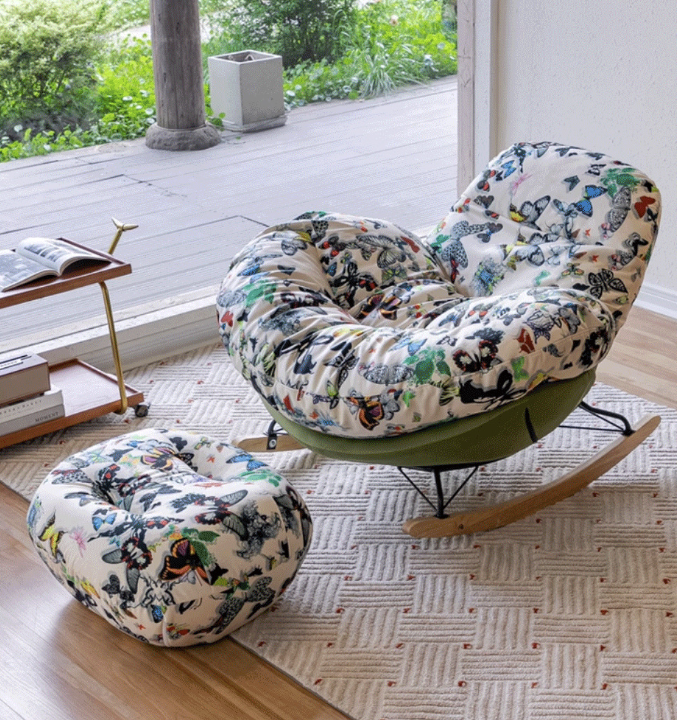 Rocking Butterfly Recliners with Ottoman - Whimsical and Comfortable Seating