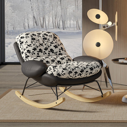 Rocking Floral Armchair - Stylish and Comfortable with Leather Accents