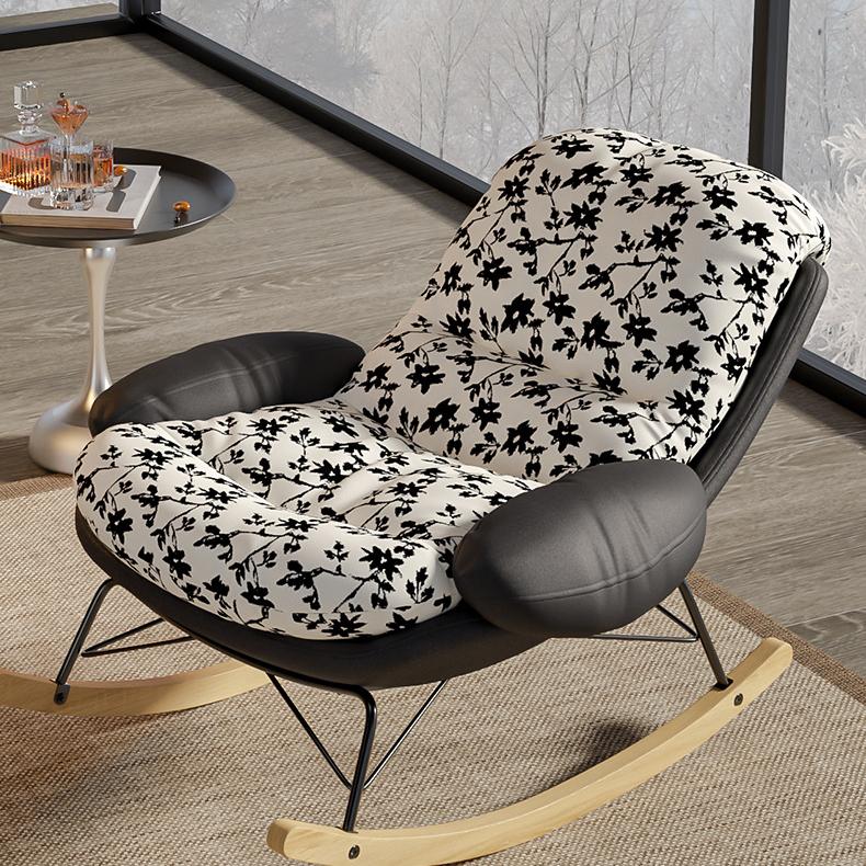 Rocking Floral Armchair - Stylish and Comfortable with Leather Accents