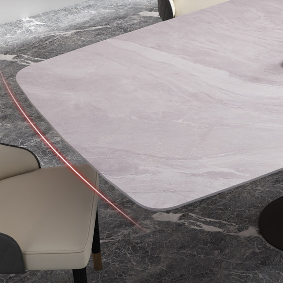 Modern Minimalist Glossy Ceramic Stone Rectangular Dining Table - Simple Home Use