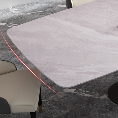 Modern Minimalist Glossy Ceramic Stone Rectangular Dining Table - Simple Home Use