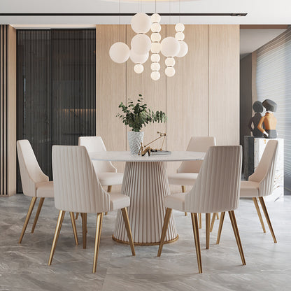 Modern Minimalist Ceramic Stone Round Dining Table - Elegant Hotel Style