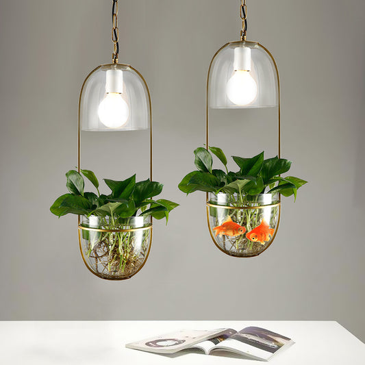 Unique Glass Globe Pendant Light with Plant Holder - Modern and Eco-Friendly