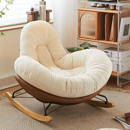 Rocking Comfort Chair - Cozy Textile Rocker with Wooden Legs