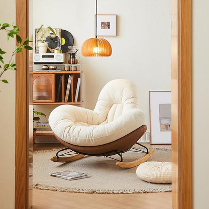 Rocking Comfort Chair - Cozy Textile Rocker with Wooden Legs