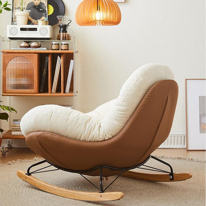 Rocking Comfort Chair - Cozy Textile Rocker with Wooden Legs