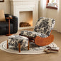 Rocking Floral Comfort Recliners with Ottoman - Stylish Wooden Rocker with Patterned Cushions