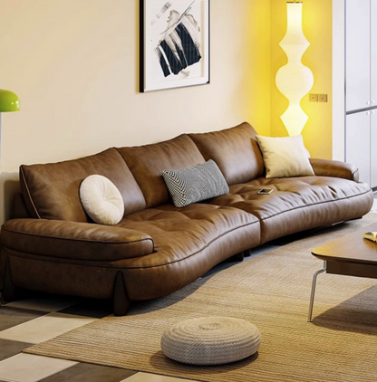 Modern Leather Sectional Sofa with Curved Design Crafted for Modern Living