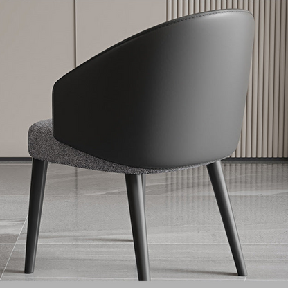 Modern Dining Chair - Leather and Fabric Upholstered with Wood Legs - Contemporary Design