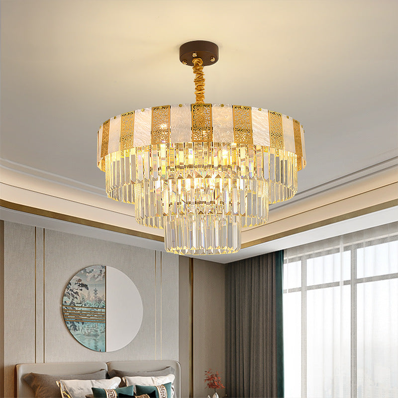 Layered Crystal Chandelier - Modern and Elegant