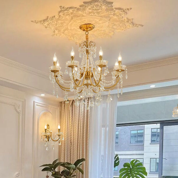 Opulent Gold Chandelier with Crystal Accents - Timeless Elegance