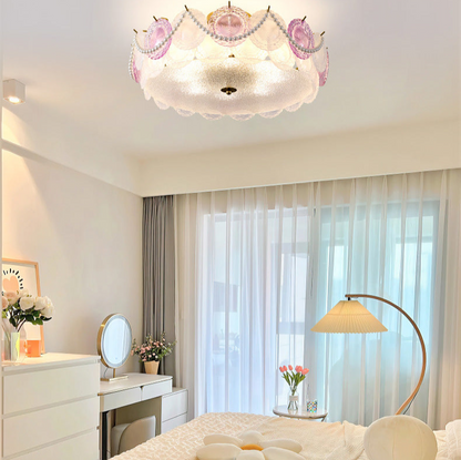 Whimsical Floral Flush Mount Ceiling Light - A Touch of Romance