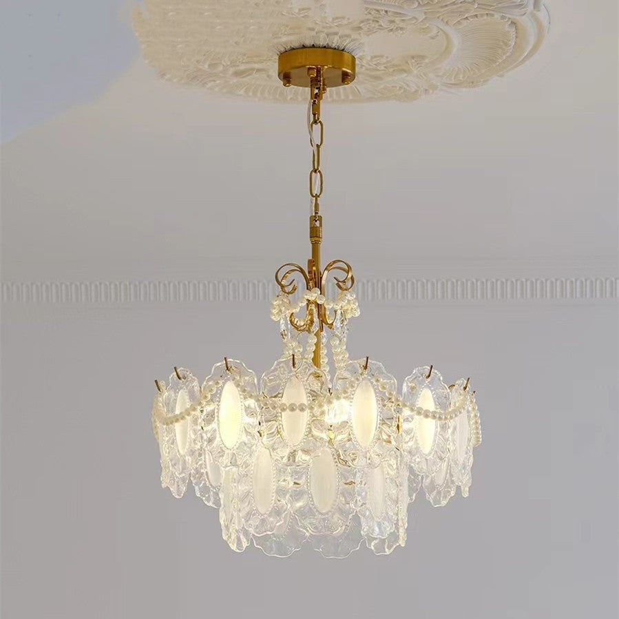 Elegant Pearl Chandelier with Crystal Accents - Romantic and Timeless