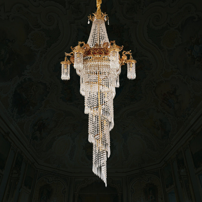 Majestic Crystal Spiral Chandelier - A Regal Masterpiece