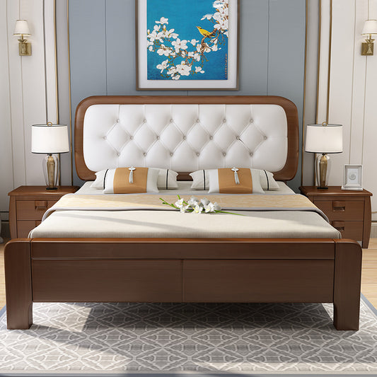 Elegant Upholstered Bed with Curved Headboard - Timeless Design