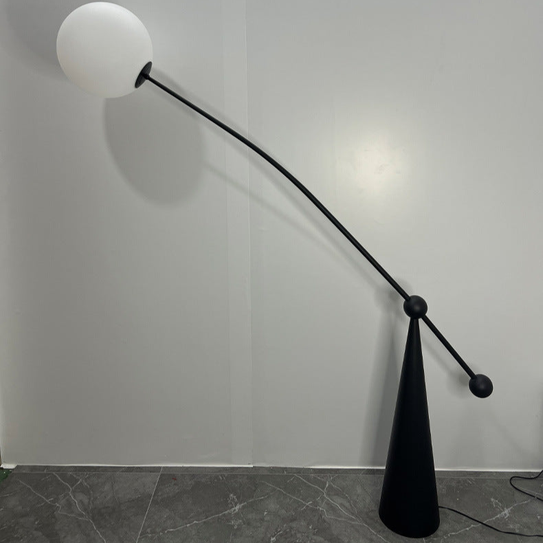 Sleek Arc Floor Lamp with Orb Shade - A Modern Minimalist Statement