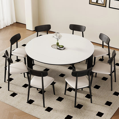 Modern Extendable Dining Table Set - Versatile Design, Durable Rock Slab Top