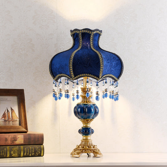 Royal Blue Table Lamp with Crystal Accents - A Touch of Regal Elegance