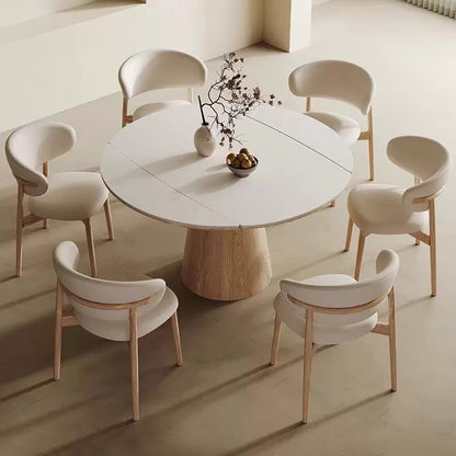 Modern Extendable Dining Table Set - Versatile Design, Durable Rock Slab Top