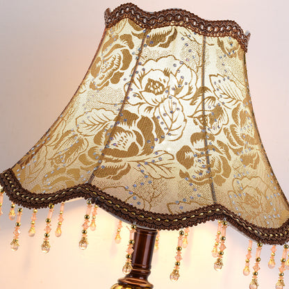 Vintage Baroque Table Lamp with Floral Shade - A Touch of Regal Elegance