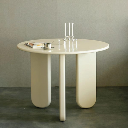 Modern Round Dining Table with Unique Wooden Base