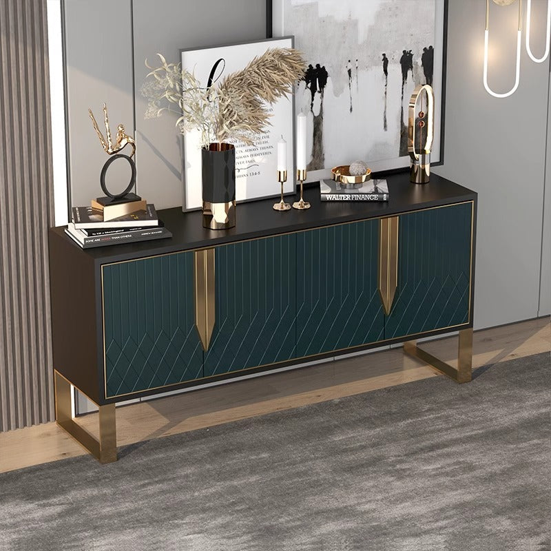 Modern Sideboard with Geometric Pattern and Gold Accents