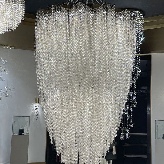 Dramatic Crystal Waterfall Chandelier - A Modern Masterpiece