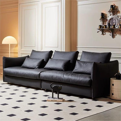 Black Leather Sofa Set – Elegant and Modern Design for Living Rooms