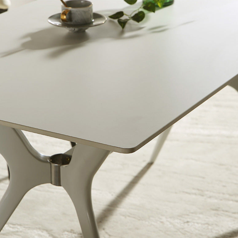 Modern Dining Table Set with Sleek Aluminum Frame - Durable Rock Slab Top