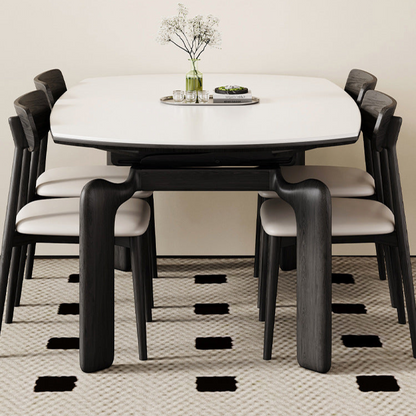 Modern Extendable Dining Table Set - Versatile Design, Durable Rock Slab Top