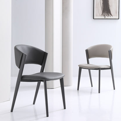 Modern Dining Chair - Leather Upholstered Chair with Sleek Metal Legs