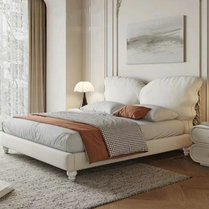 Luxurious Upholstered Bed with Wingback Headboard - Elegant and Comfortable